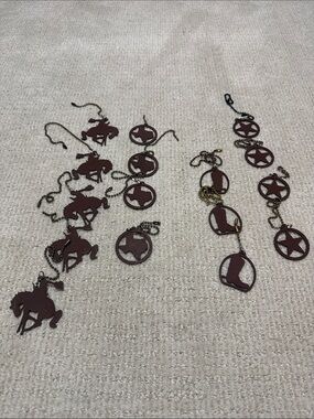 Western-Themed Brown Metal ceiling fan pulls. - Set of 16 Pendant Accents